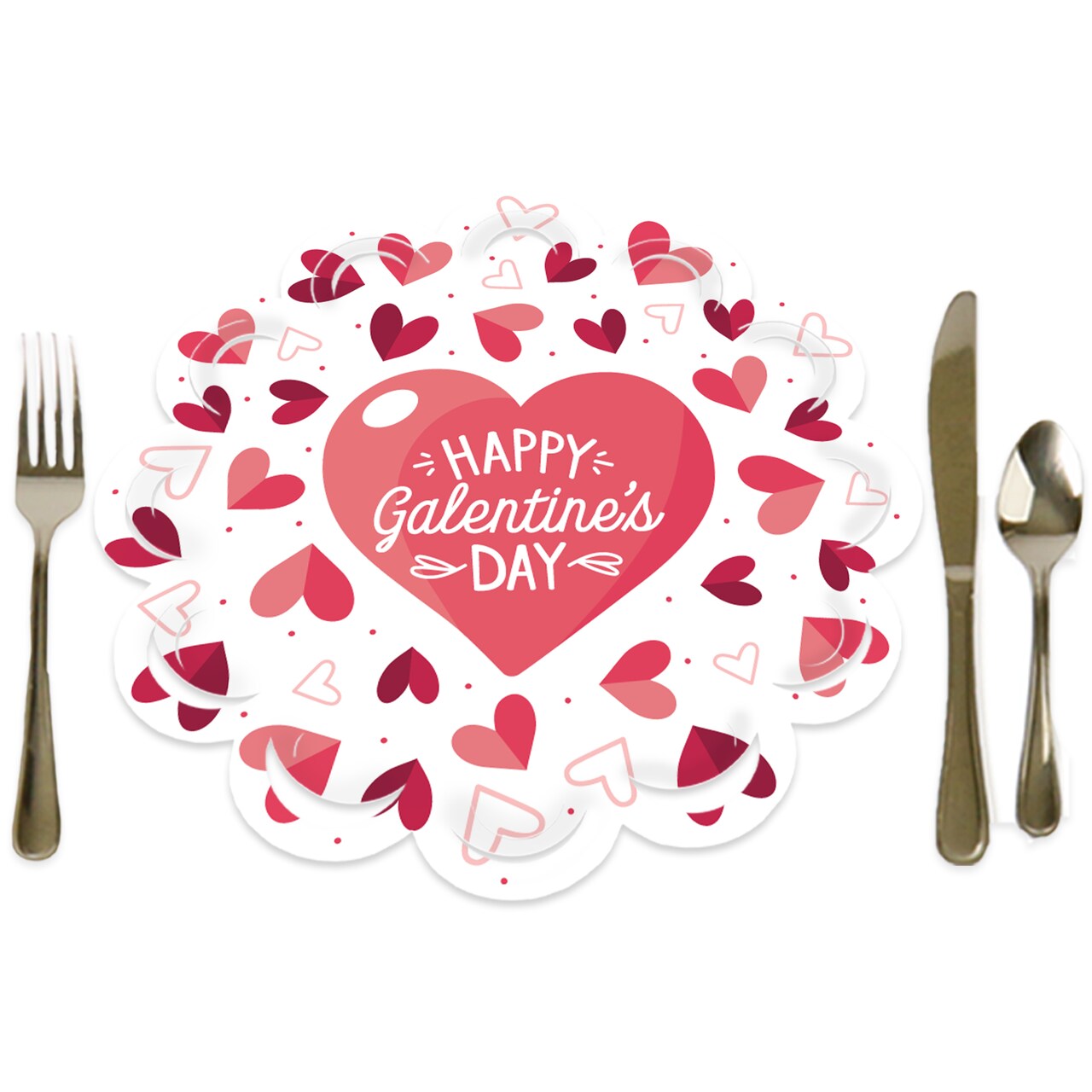 Big Dot of Happiness Happy Galentine's Day - Valentine's Day Party Round Table Decorations - Paper Chargers - Place Setting For 12